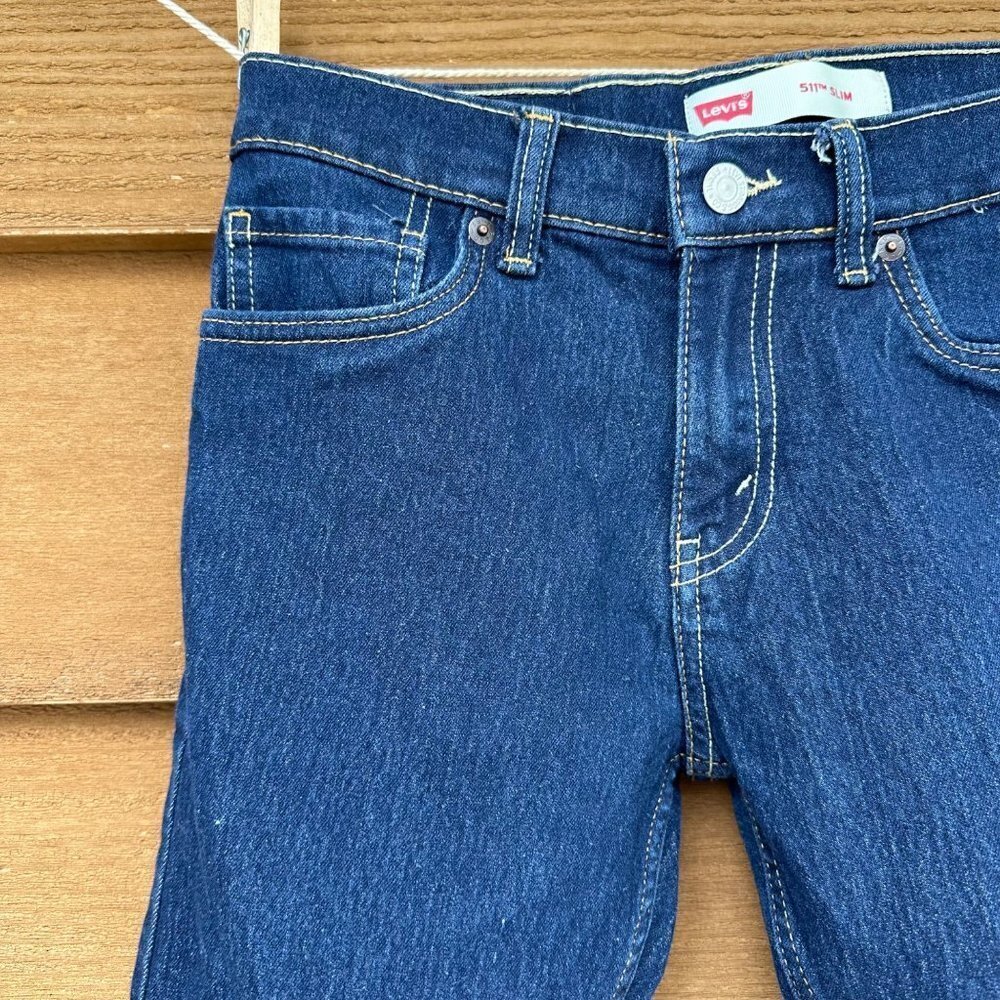 Levi’s 511 Kids Boys Denim Slim Dark Blue Jeans - Picture 3 of 12